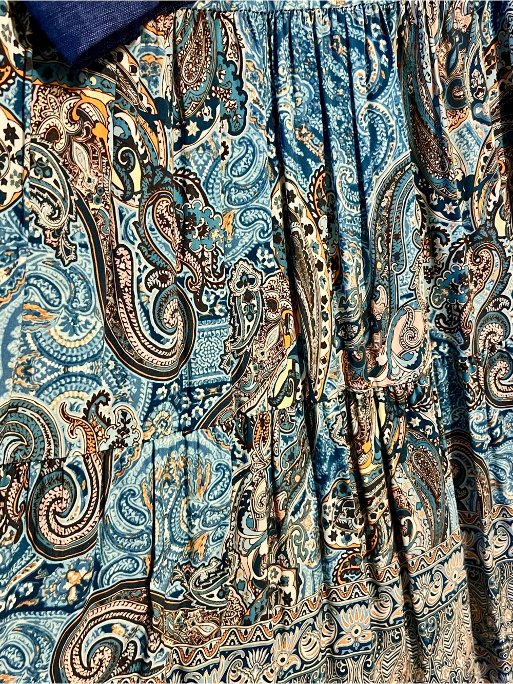 “Made in Italy - Blue Paisley Print Maxi Skirt